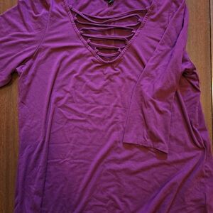 Torrid Purple Long Sleeve Top with Cut-Out Detail